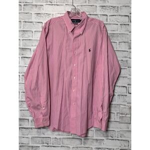 Ralph Lauren Men's Classic Fit Pink Stripe‎ Button Down Shirt Size L